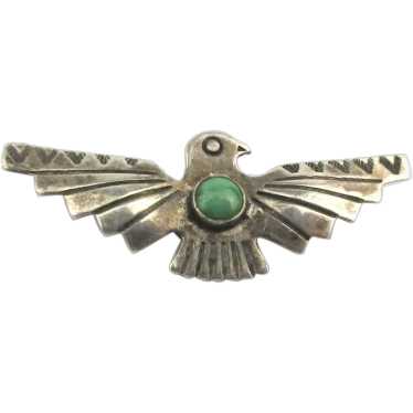 Old Small Navajo Eagle Bird Wings Pin Sterling Si… - image 1