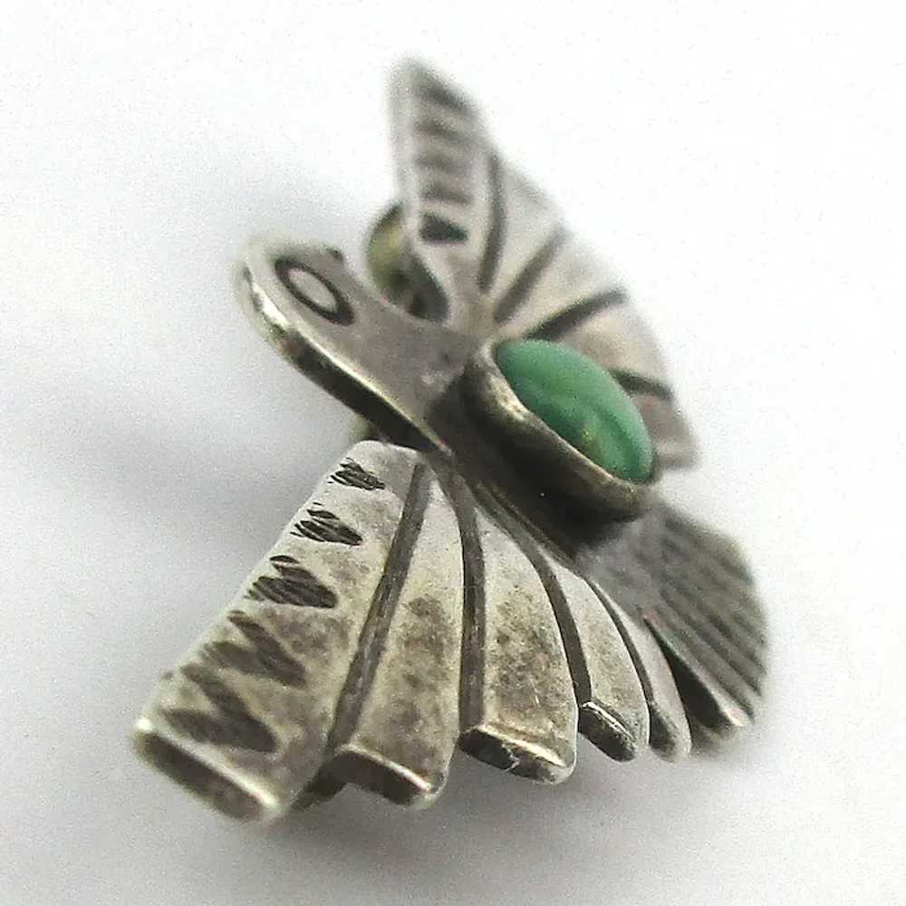 Old Small Navajo Eagle Bird Wings Pin Sterling Si… - image 2