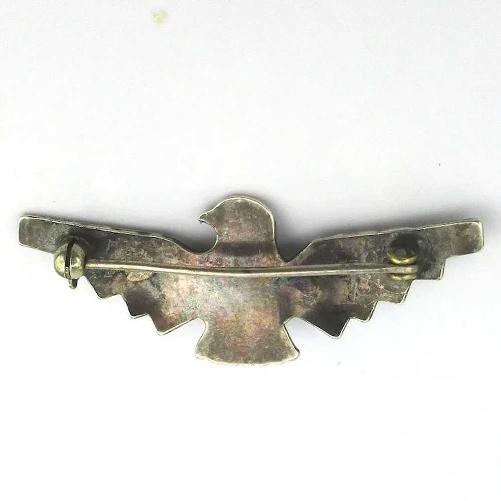 Old Small Navajo Eagle Bird Wings Pin Sterling Si… - image 3