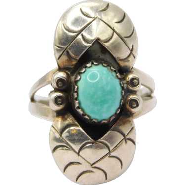 Striking Turquoise Sterling Shadow Box Ring Dragon