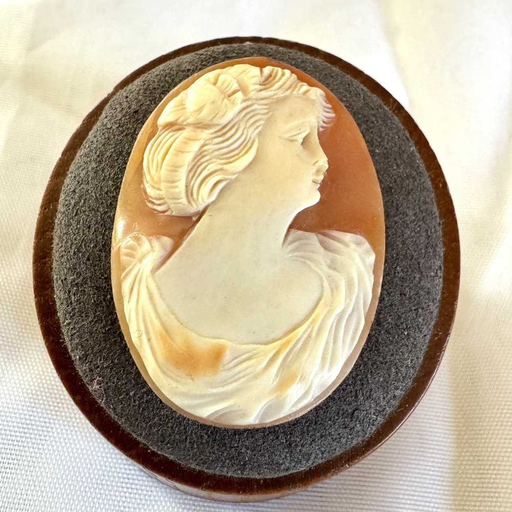 Vintage Antique Victorian Lady Profile Oval Carve… - image 1