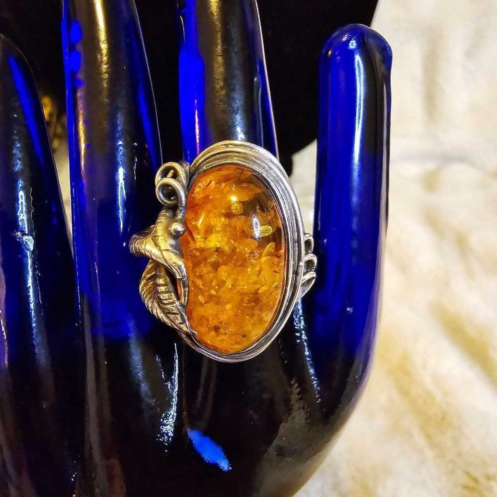 BALTIC AMBER SZ 7 RING, #925 - image 1