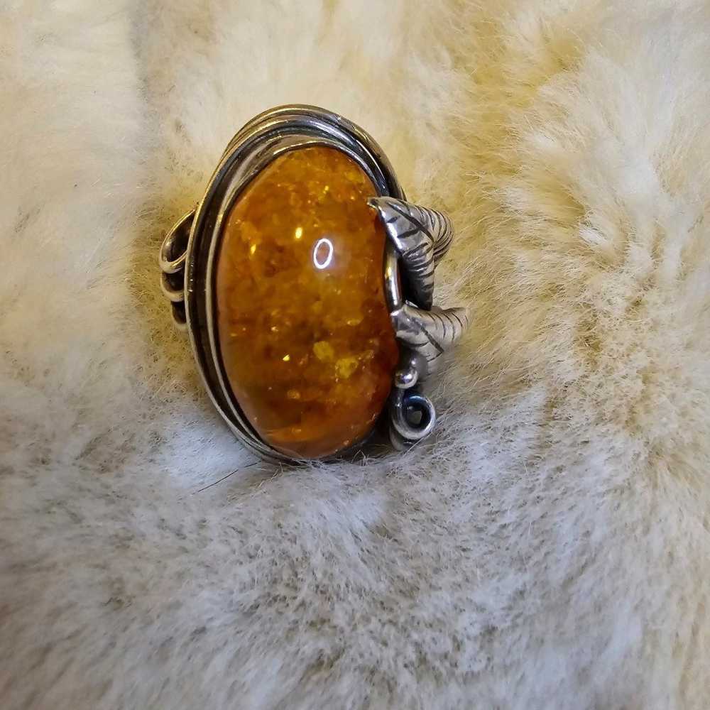 BALTIC AMBER SZ 7 RING, #925 - image 2