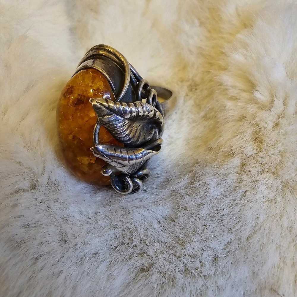 BALTIC AMBER SZ 7 RING, #925 - image 6