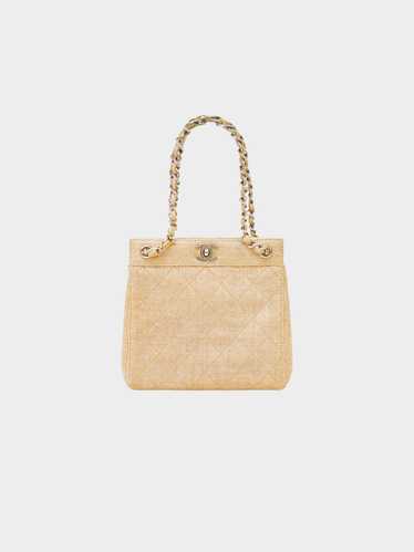 Chanel 1998-1999 Beige Linen Matelasse Turn Lock B