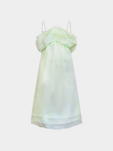 Thierry Mugler 1999 Pale Green Flounce Silk Dress - image 1