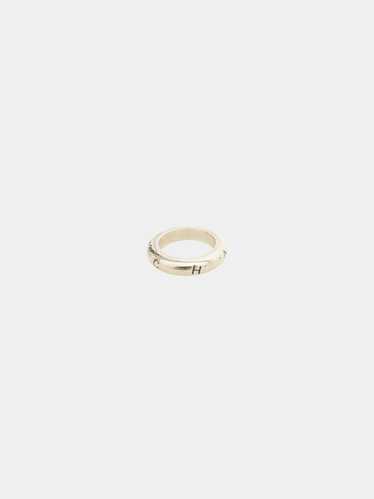 Chanel 1990s 925 Silver Logo Lettering Ring