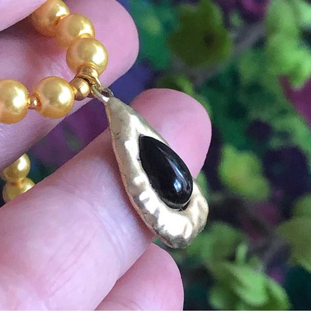 Handcrafted repurpose black glass teardrop pendan… - image 9