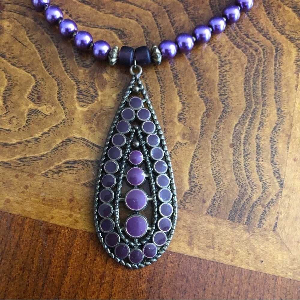 Handcrafted repurpose purple enamel raindrop pend… - image 10