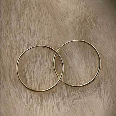 Dainty stackable 14k solid gold endless hoop earri