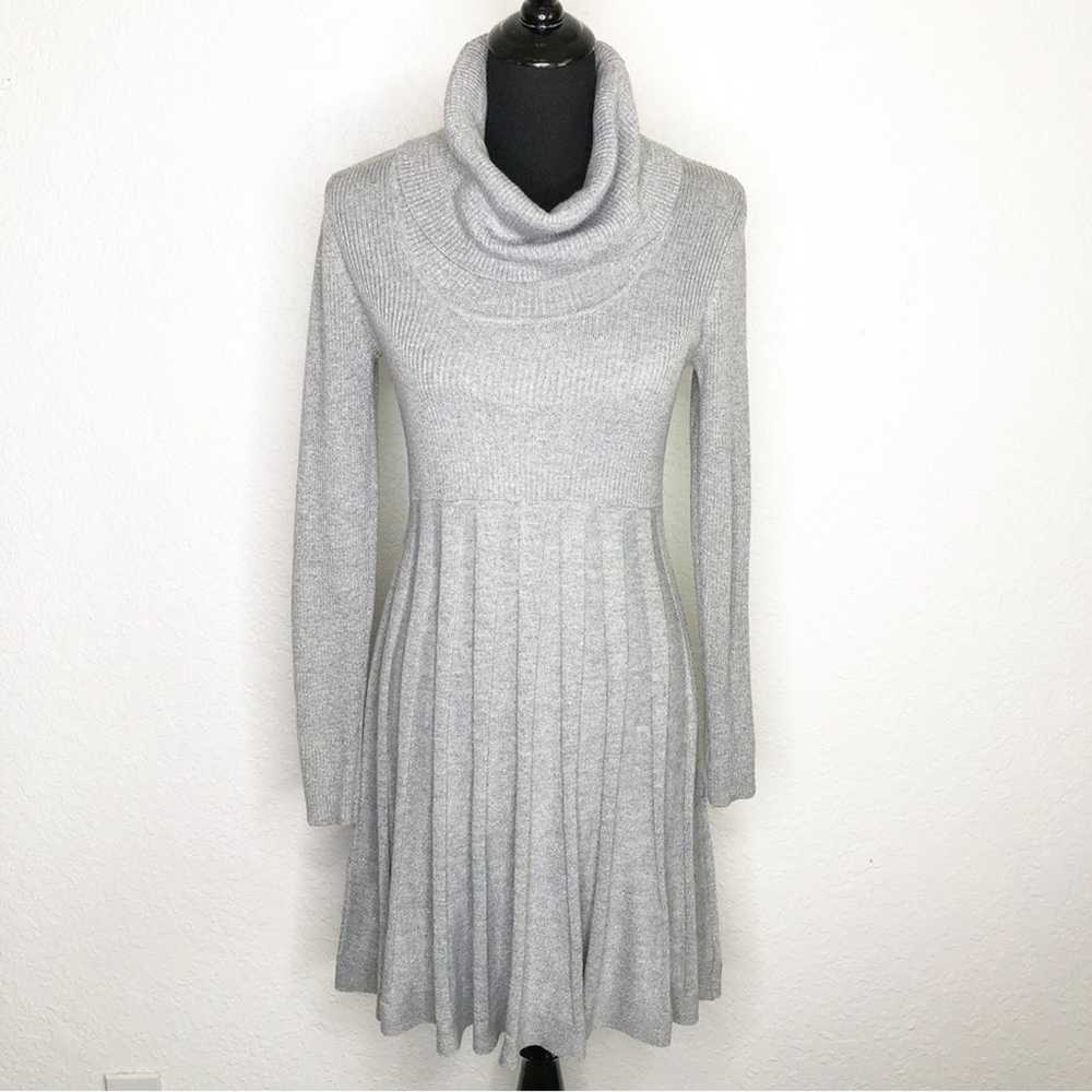 Calvin Klein gray ribbed cowl neck pleated skirt … - image 1