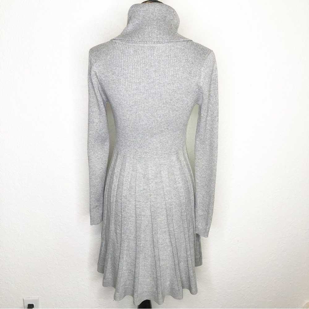 Calvin Klein gray ribbed cowl neck pleated skirt … - image 2