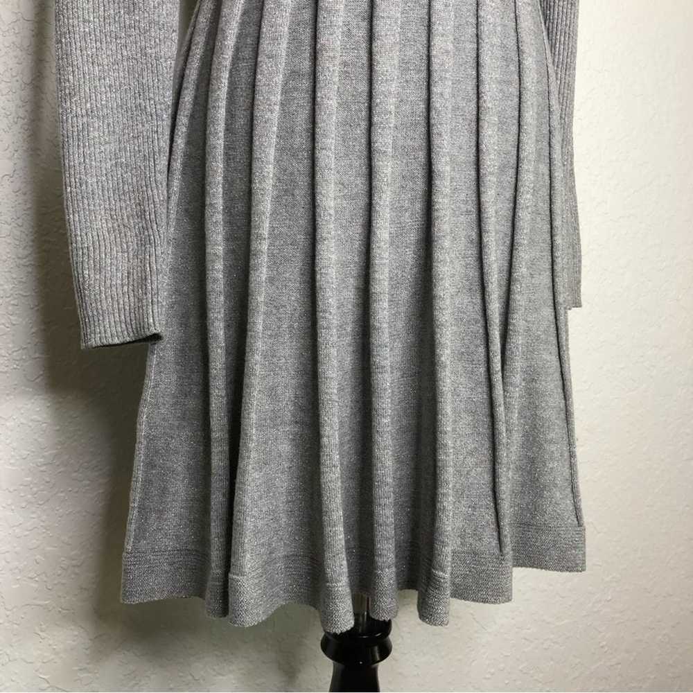 Calvin Klein gray ribbed cowl neck pleated skirt … - image 6