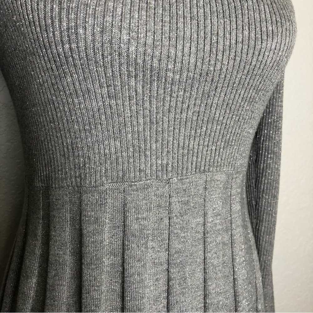 Calvin Klein gray ribbed cowl neck pleated skirt … - image 7