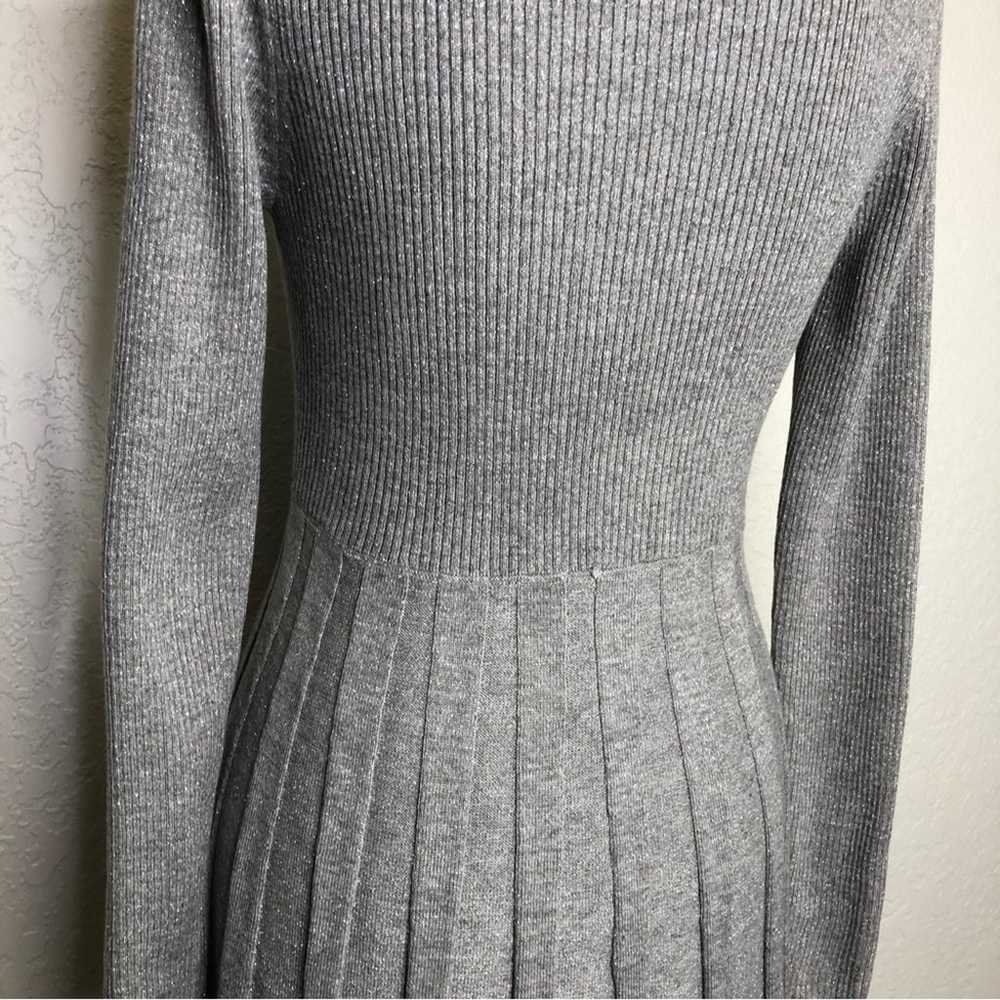 Calvin Klein gray ribbed cowl neck pleated skirt … - image 9