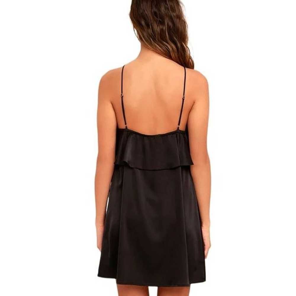 New! Lulus Spice Twirl Black Satin Mini-Dress Sz M - image 5