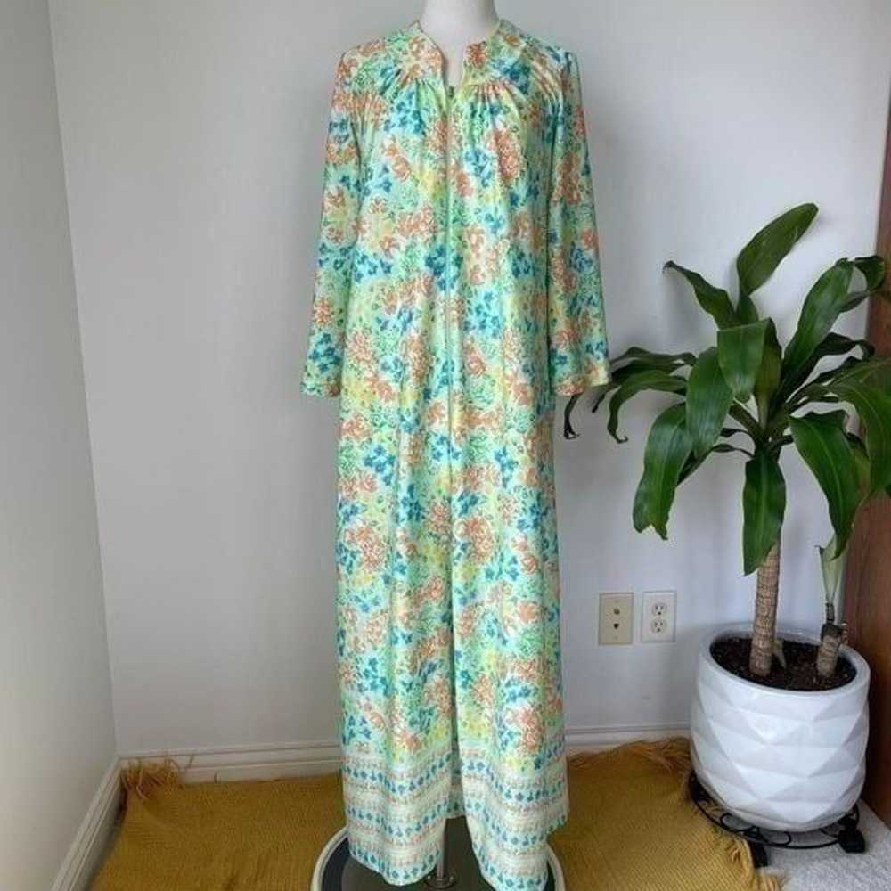 Vintage 70s 80s Nightgown House Dress Maxi Floral… - image 2