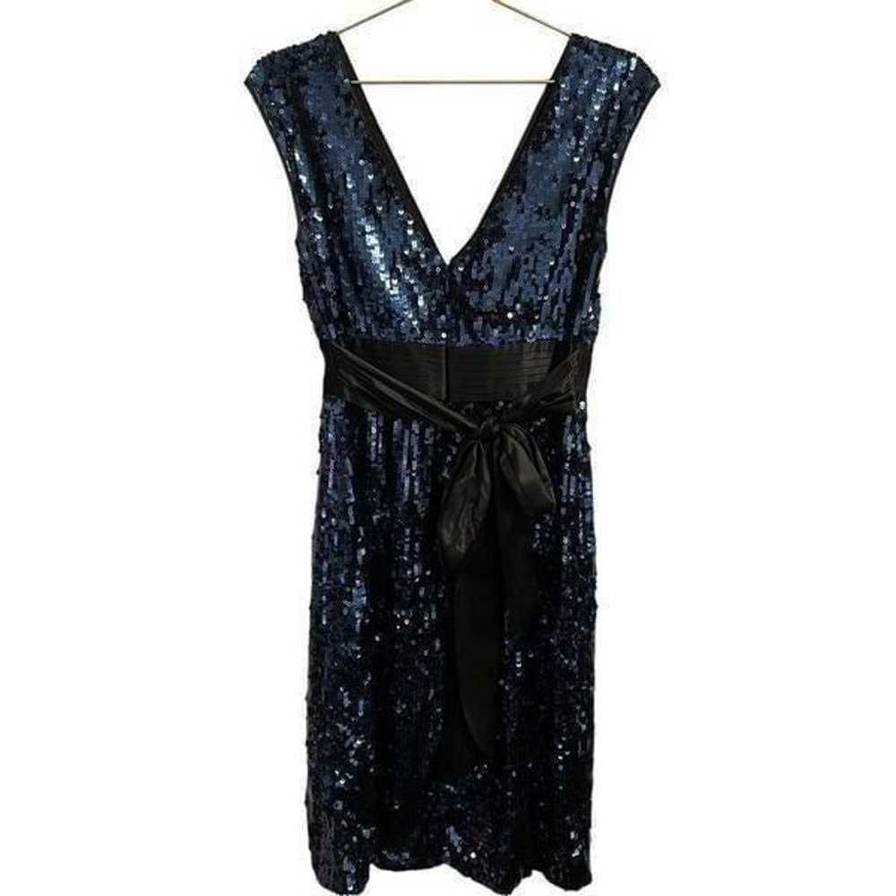 BCBG MAXAZRIA Blue Black Double V Sequin Holiday … - image 5