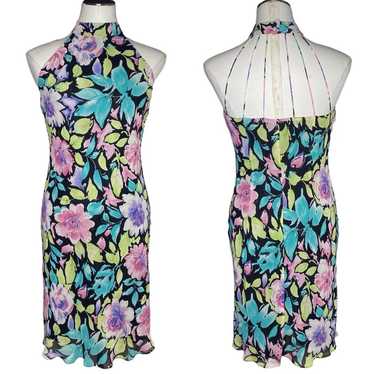 Evan Picone Floral Halter Midi Dress - image 1