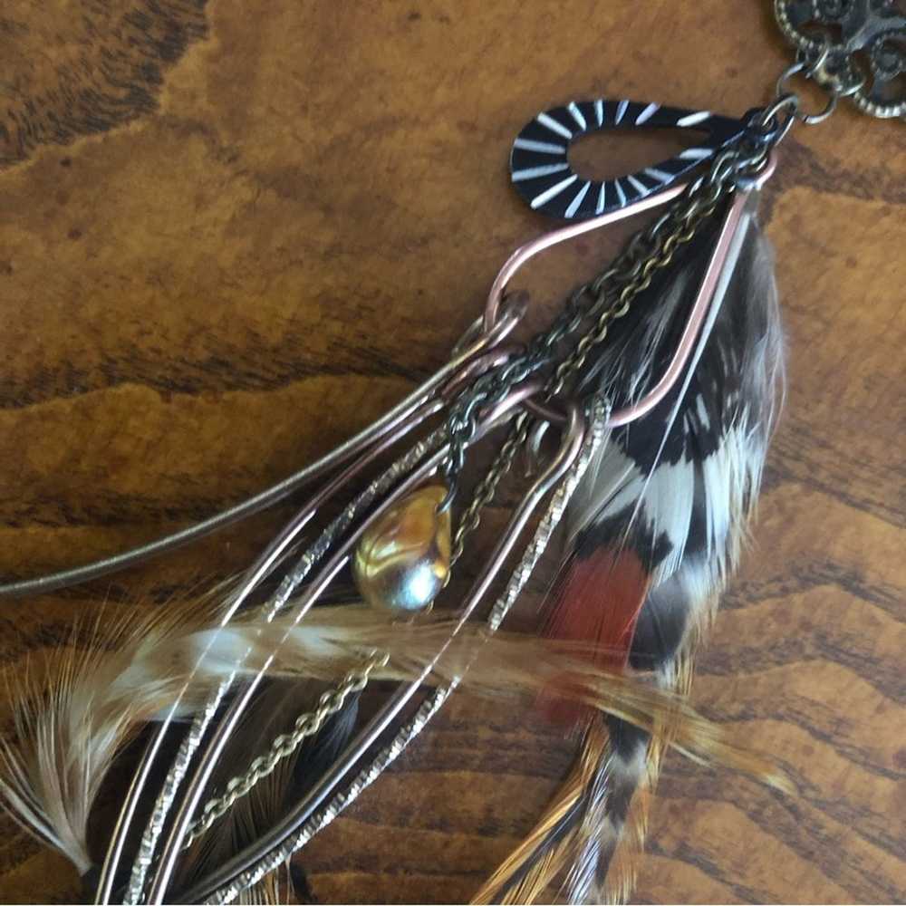 Handcrafted repurpose freshwater pearl feather cl… - image 10