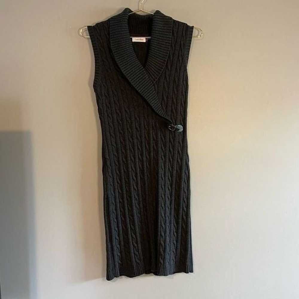 Calvin Klein Sleeveless Sweater Dress in Dark Gra… - image 2