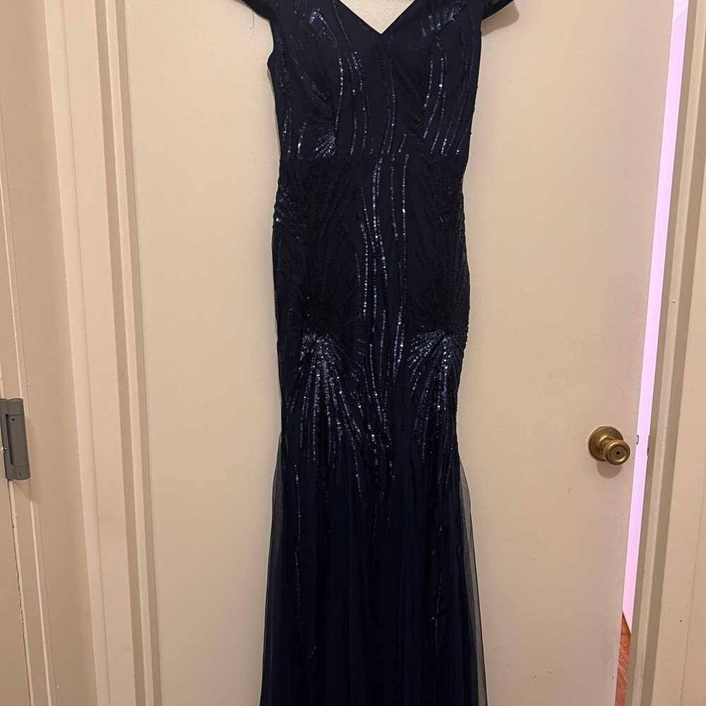 NWOT Navy Maxi Sparkly Mermaid Dress S - image 1