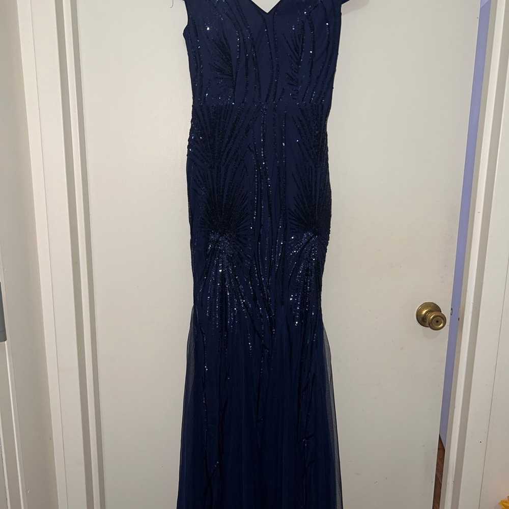 NWOT Navy Maxi Sparkly Mermaid Dress S - image 2