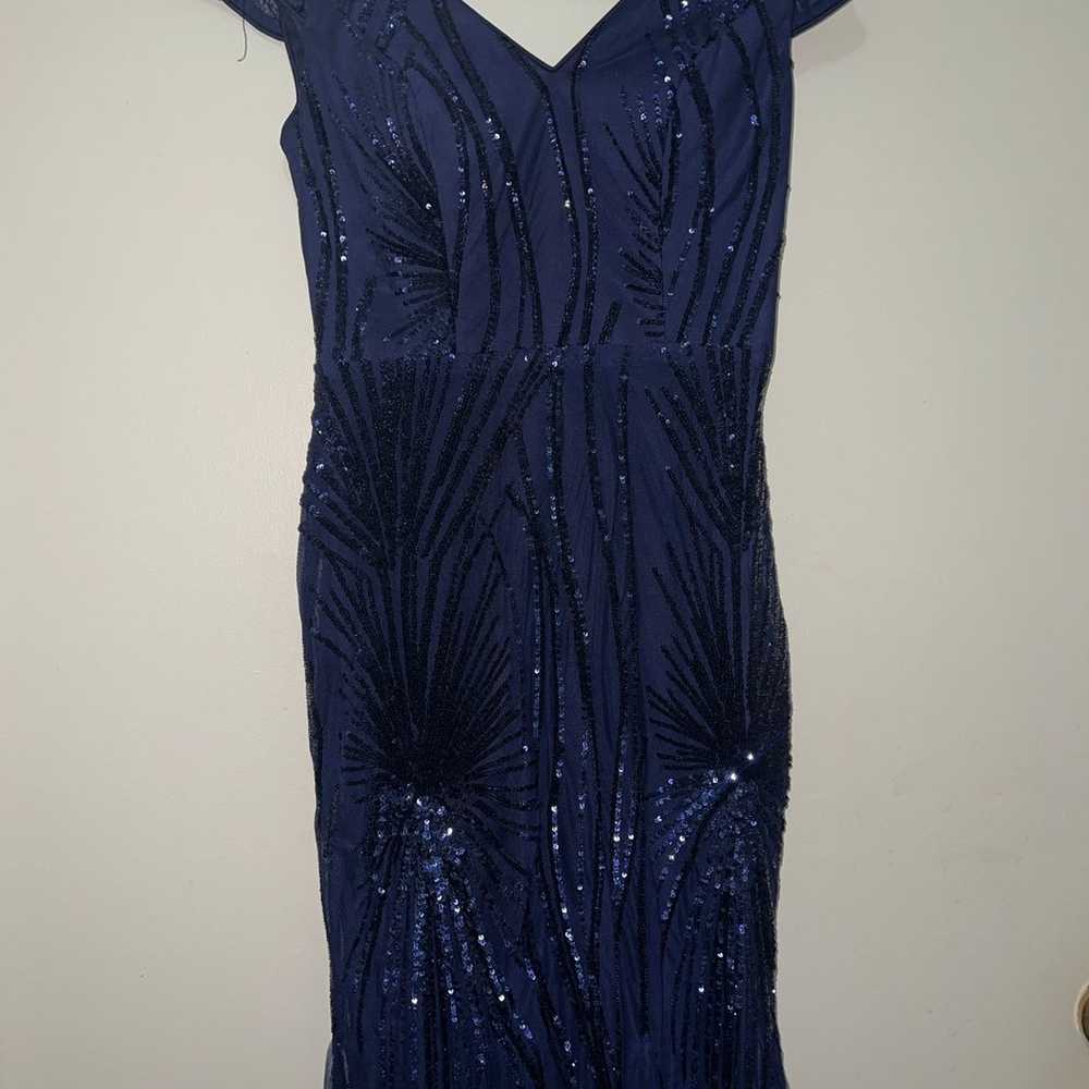 NWOT Navy Maxi Sparkly Mermaid Dress S - image 3