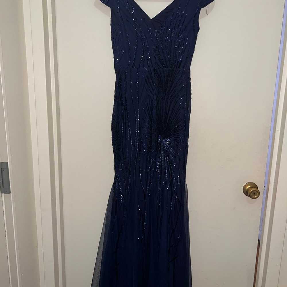 NWOT Navy Maxi Sparkly Mermaid Dress S - image 4