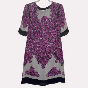 Milly Silk Dress Paisley Exposed Zipper Fuschia 8… - image 1