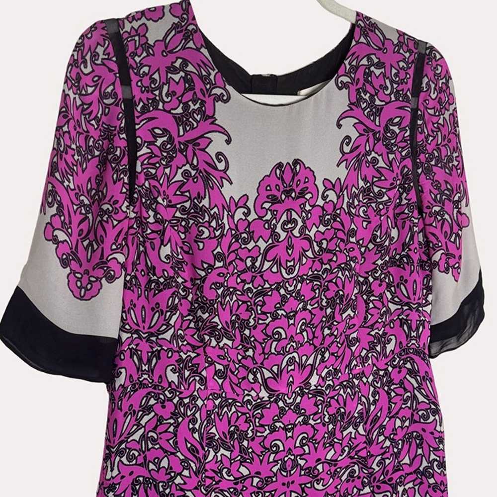 Milly Silk Dress Paisley Exposed Zipper Fuschia 8… - image 2