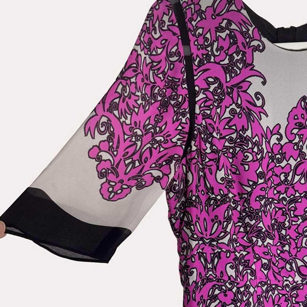 Milly Silk Dress Paisley Exposed Zipper Fuschia 8… - image 3