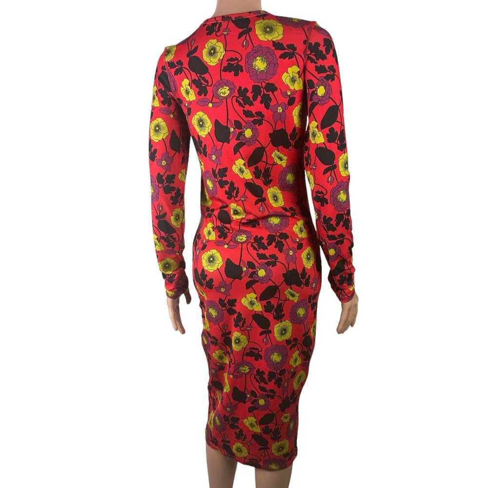 Zara Size Medium Dress Red Yellow Floral Print Bo… - image 3