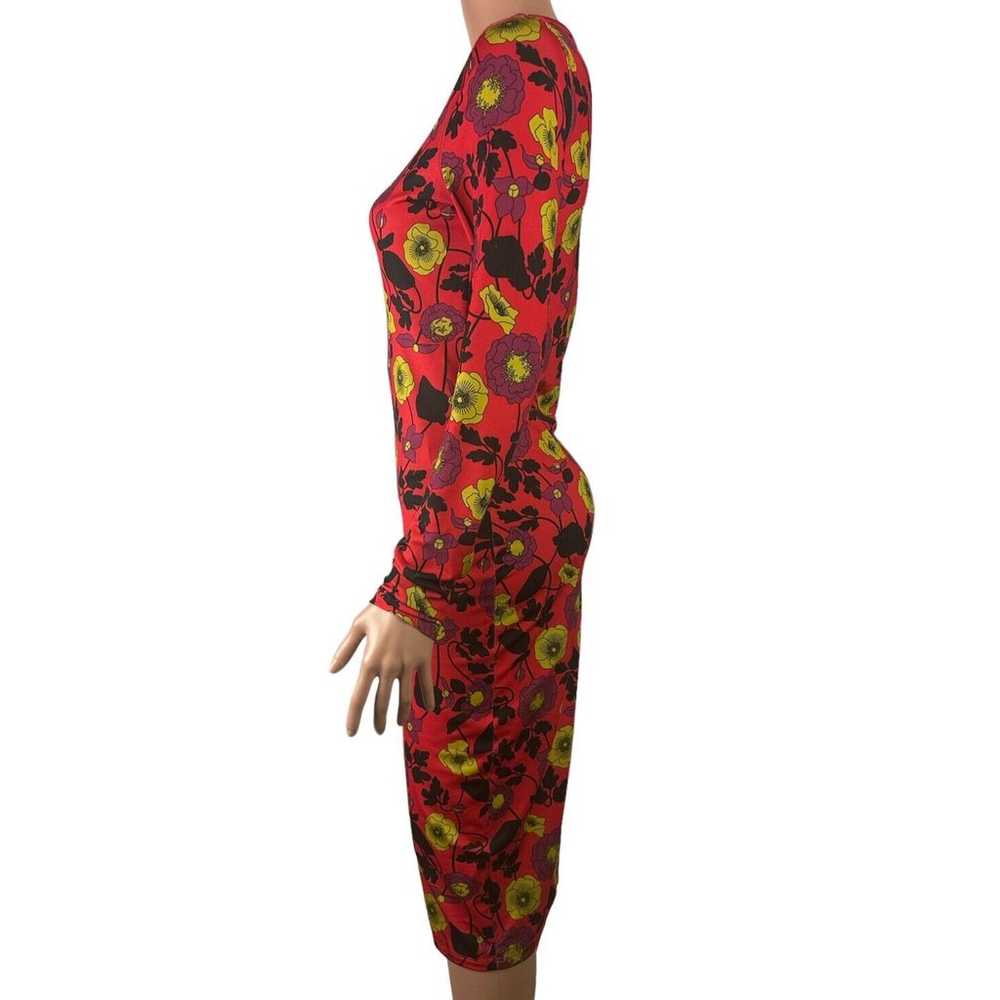 Zara Size Medium Dress Red Yellow Floral Print Bo… - image 4