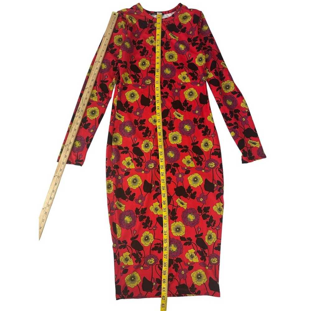 Zara Size Medium Dress Red Yellow Floral Print Bo… - image 5