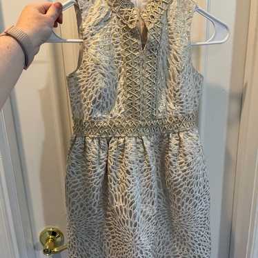 New popular Lilly Pulitzer Franci Grey Mini Dress Brocade Floral Sleeveless Women's Sz 8