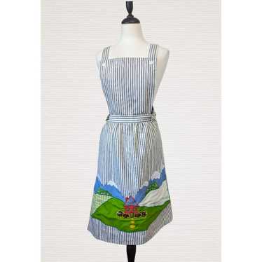 Vintage Apron Wrap Dress Embroidered Patch Work B… - image 1