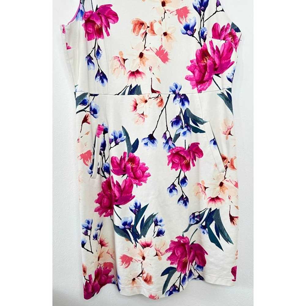 Lands End Dress Women XL White Floral Midi Sleeve… - image 3