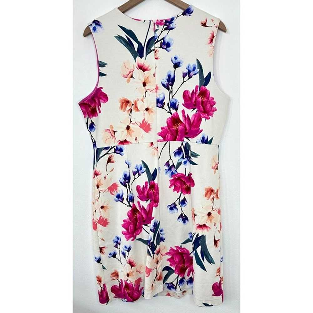 Lands End Dress Women XL White Floral Midi Sleeve… - image 5