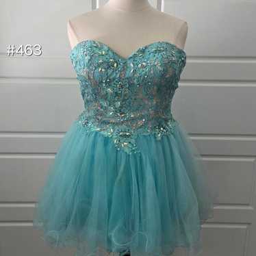 Teal Lace & Tulle Strapless Lace-up Homecoming/Pro