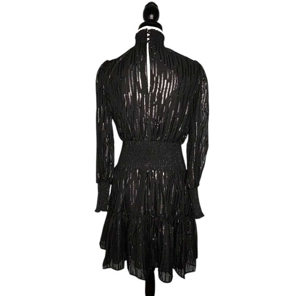 Elan Smocked Neck Long Sleeve Dress Black Shimmer… - image 6