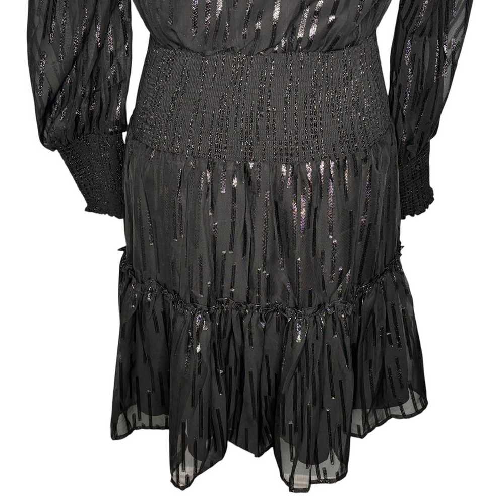 Elan Smocked Neck Long Sleeve Dress Black Shimmer… - image 7