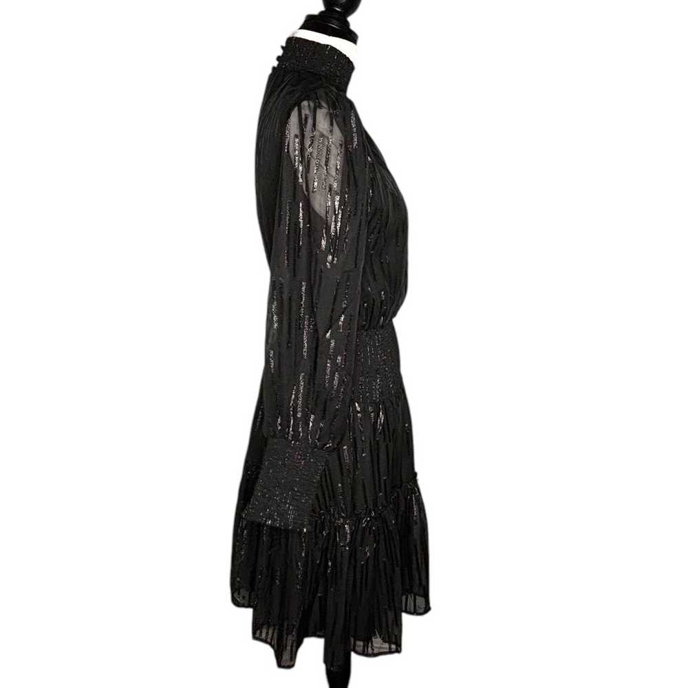 Elan Smocked Neck Long Sleeve Dress Black Shimmer… - image 9