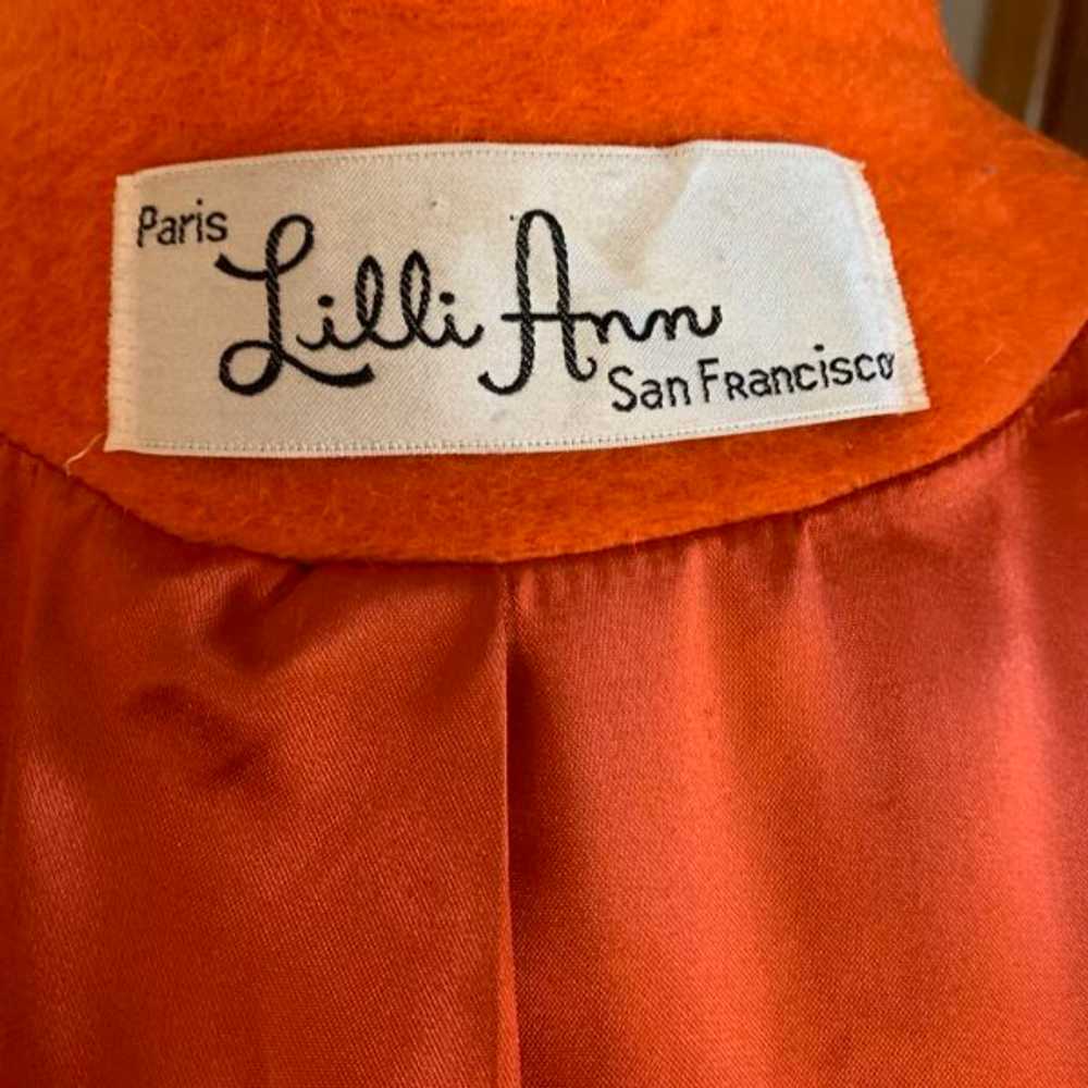 Vintage Lilli Ann Orange Mohair Wool Swing Coat 1… - image 10