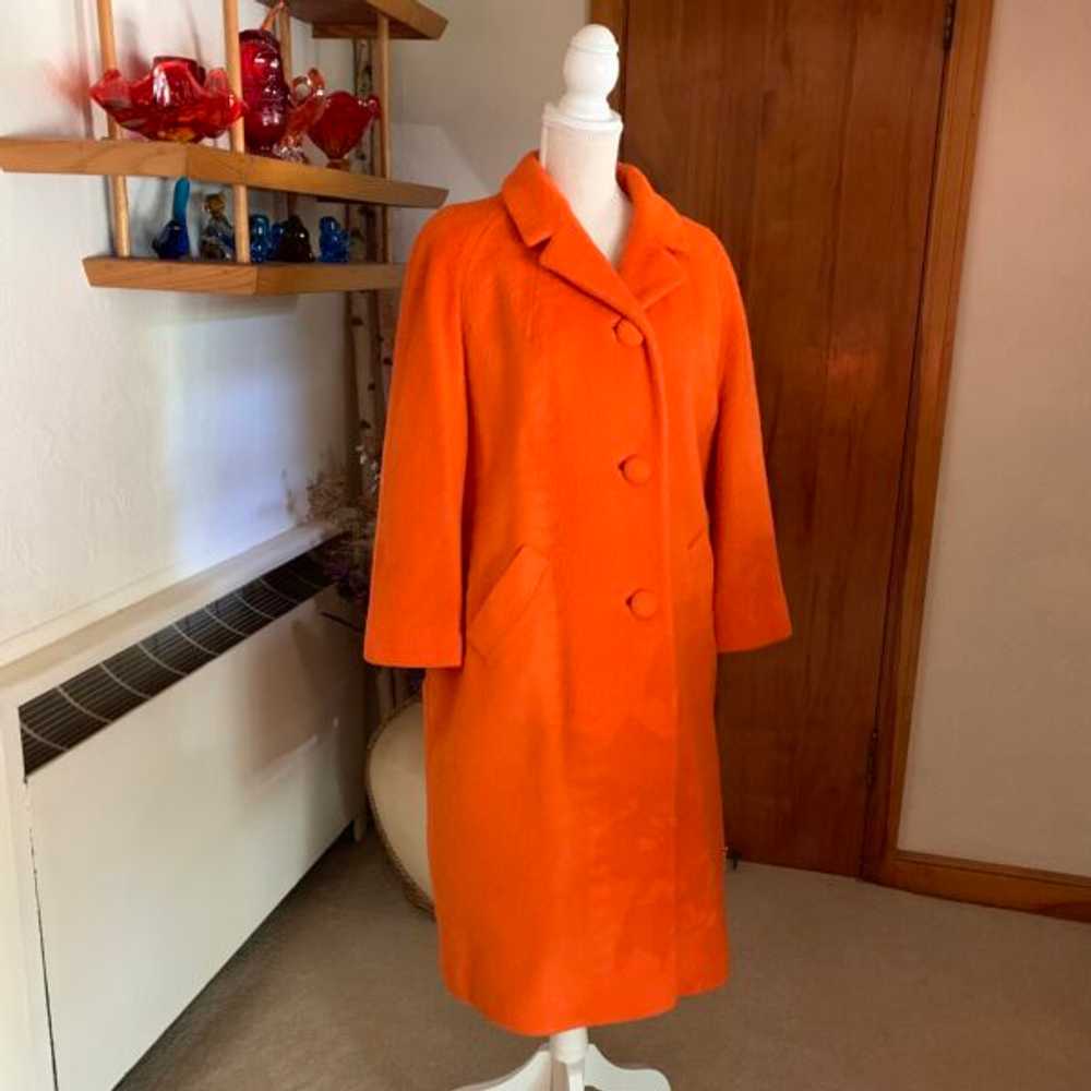 Vintage Lilli Ann Orange Mohair Wool Swing Coat 1… - image 2