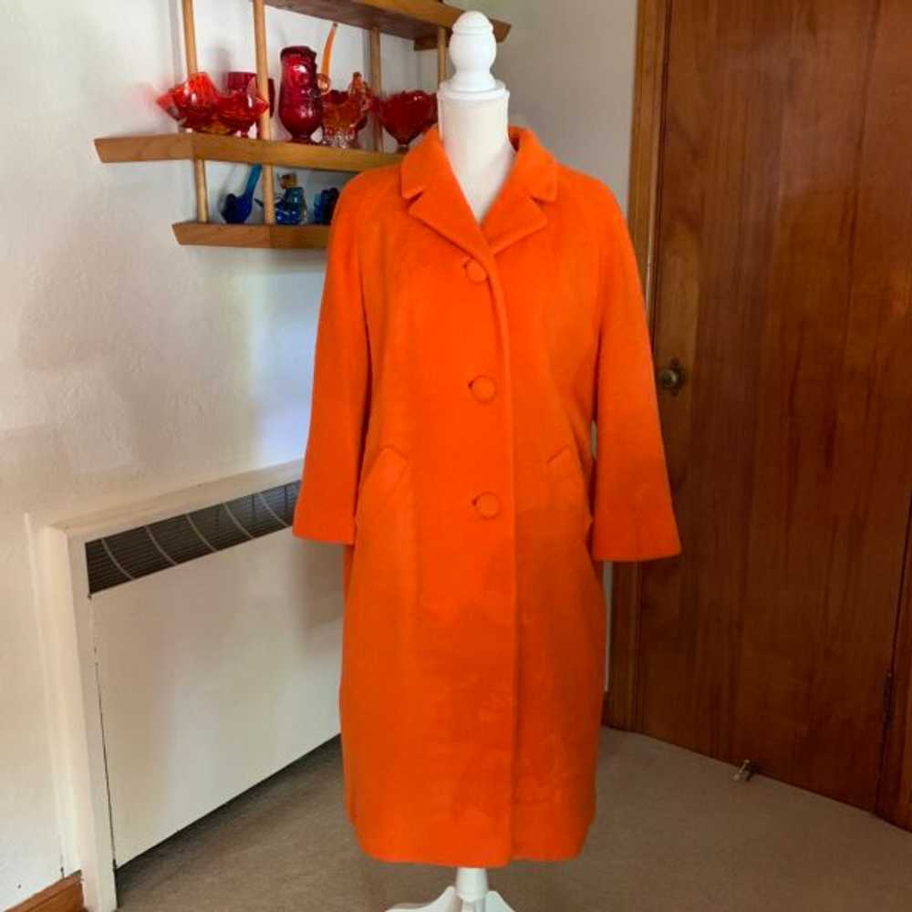 Vintage Lilli Ann Orange Mohair Wool Swing Coat 1… - image 3