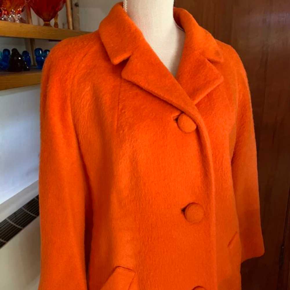 Vintage Lilli Ann Orange Mohair Wool Swing Coat 1… - image 4