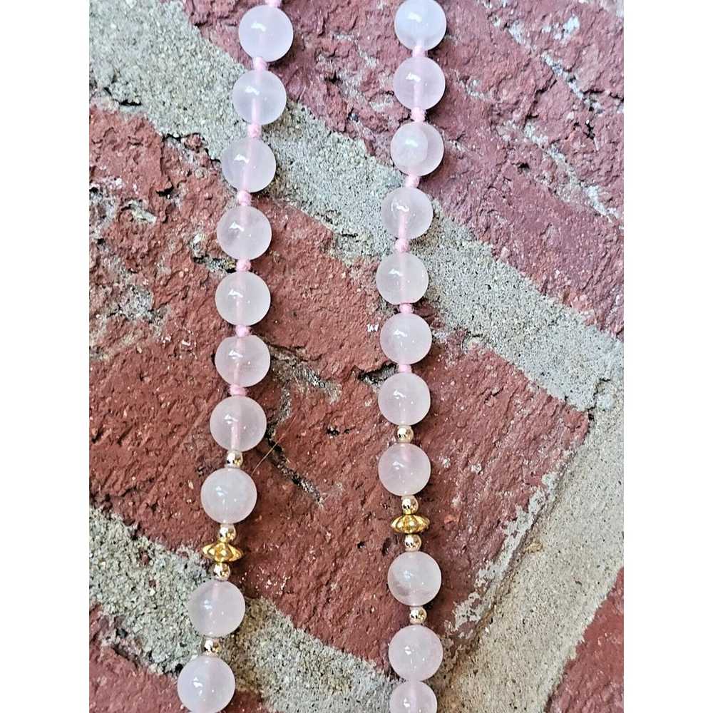 VINTAGE 32" HAND KNOTTED ROSE QUARTZ & HAND-PAINT… - image 5