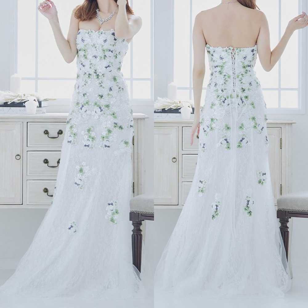 Lip line Flower Embroidery Tulle Lace Bare Long D… - image 2