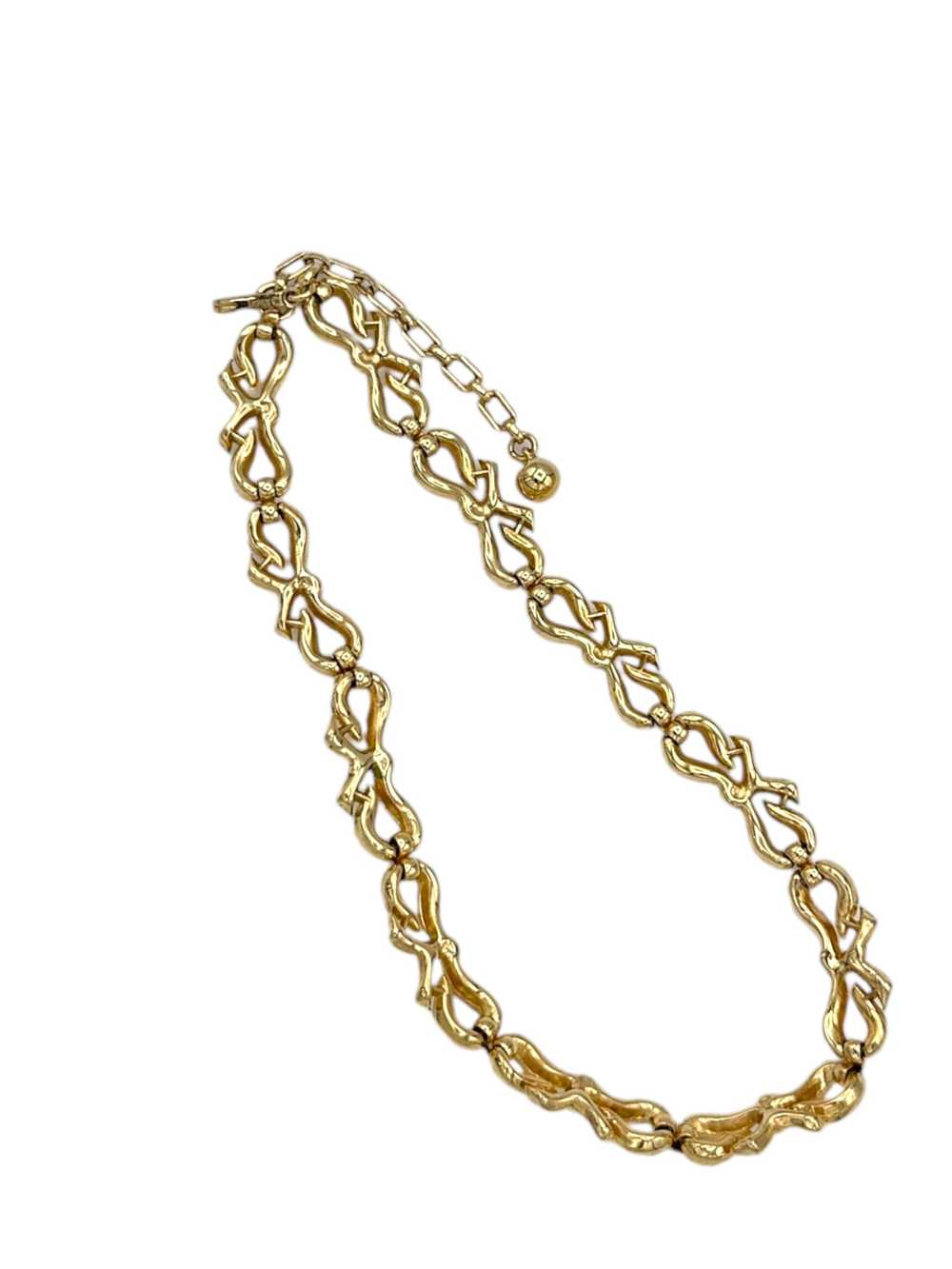 Trifari Gold Ribbon Bow Link Collar Necklace - image 6